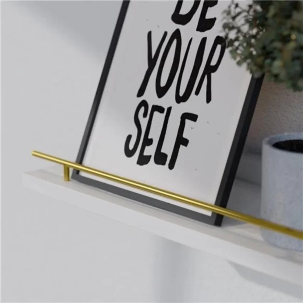 Floating Shelves with Gold Metal Guardrail 16inc Shelves for Wall Decor Set of 3